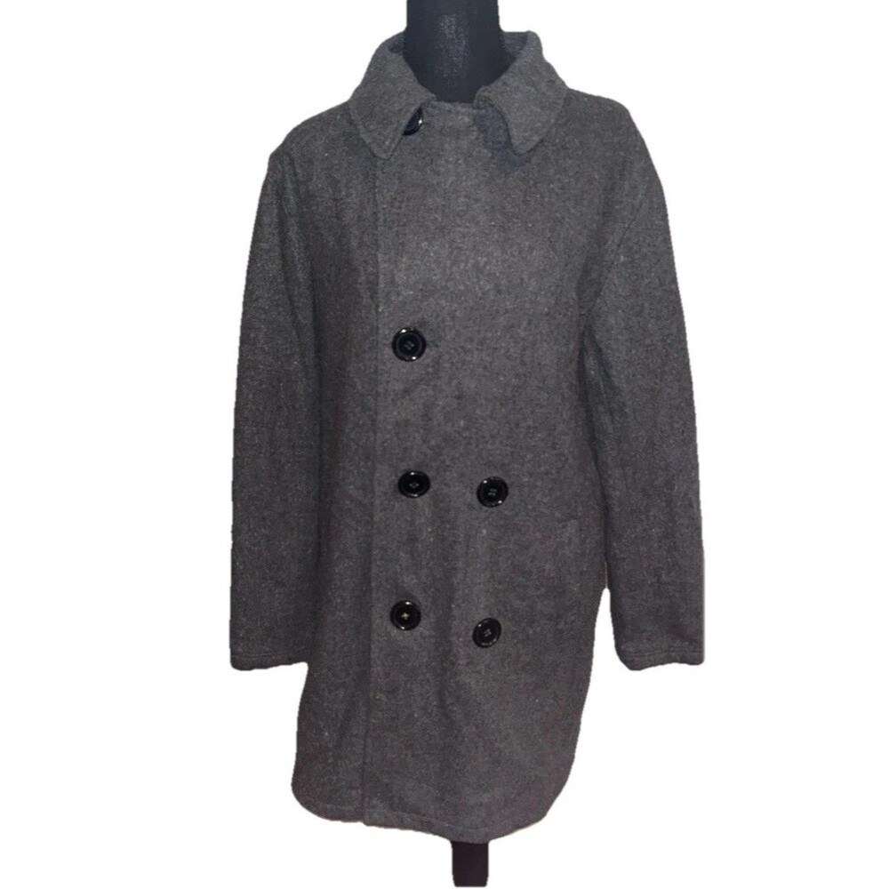 Carbon Gray Large Heavy Long Sleeve Peacoat